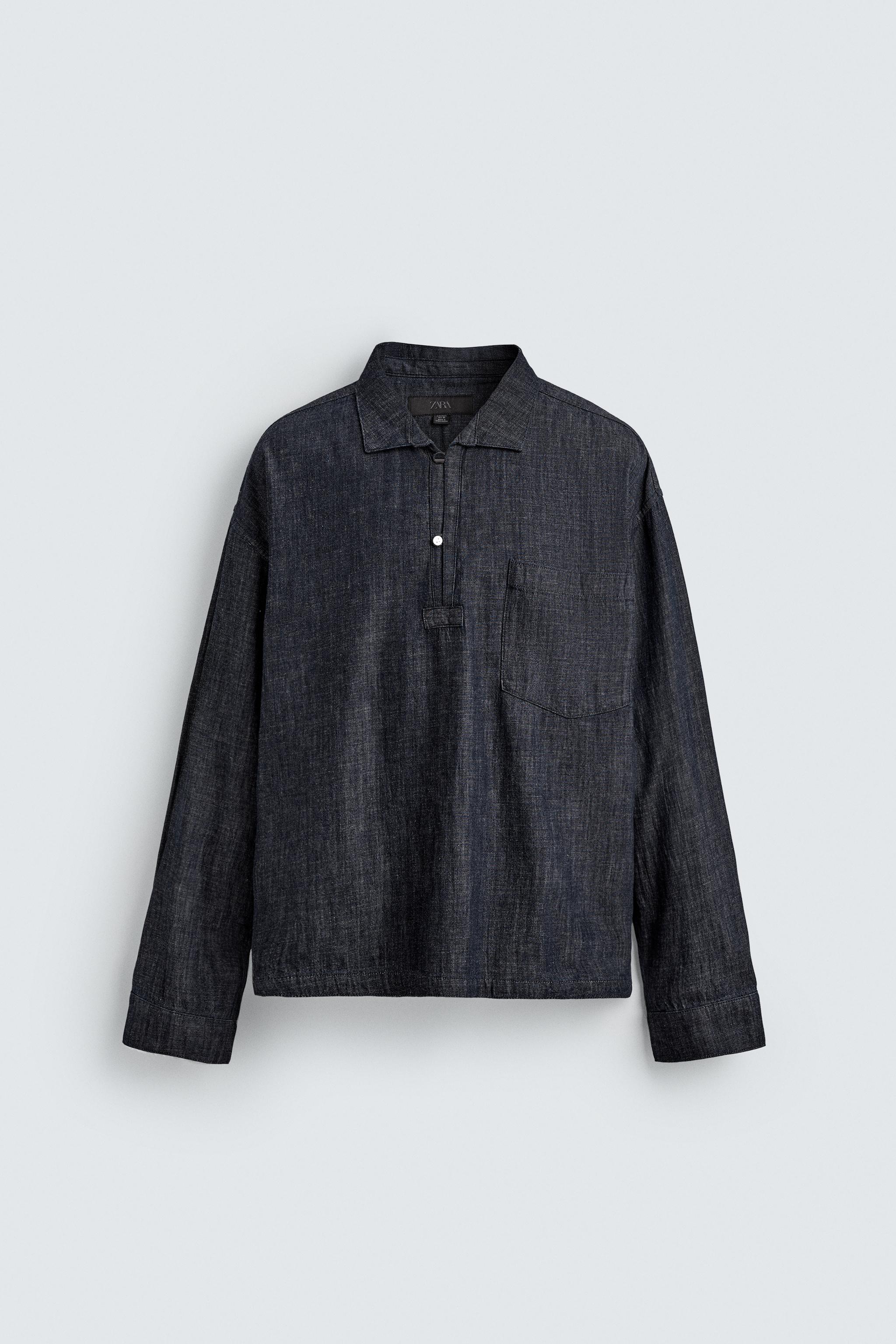 RELAXED FIT DENIM POLO SHIRT